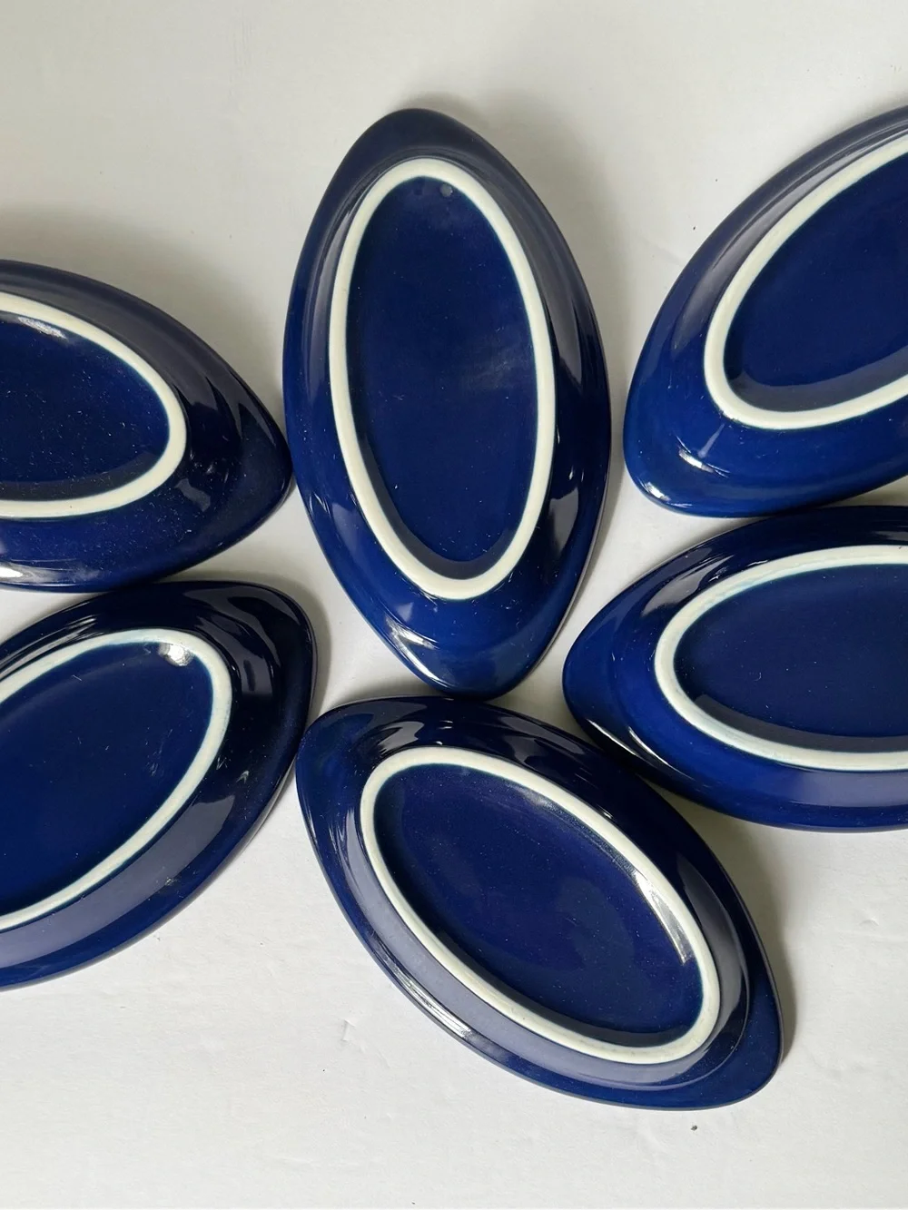 Ceramic Dishes 6.5” x 3.5” Set Of 6 Sauce Casserole Cobalt Blue Oval Dish NEW
